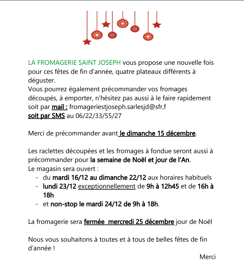 Recommandations noel et jour de l'an